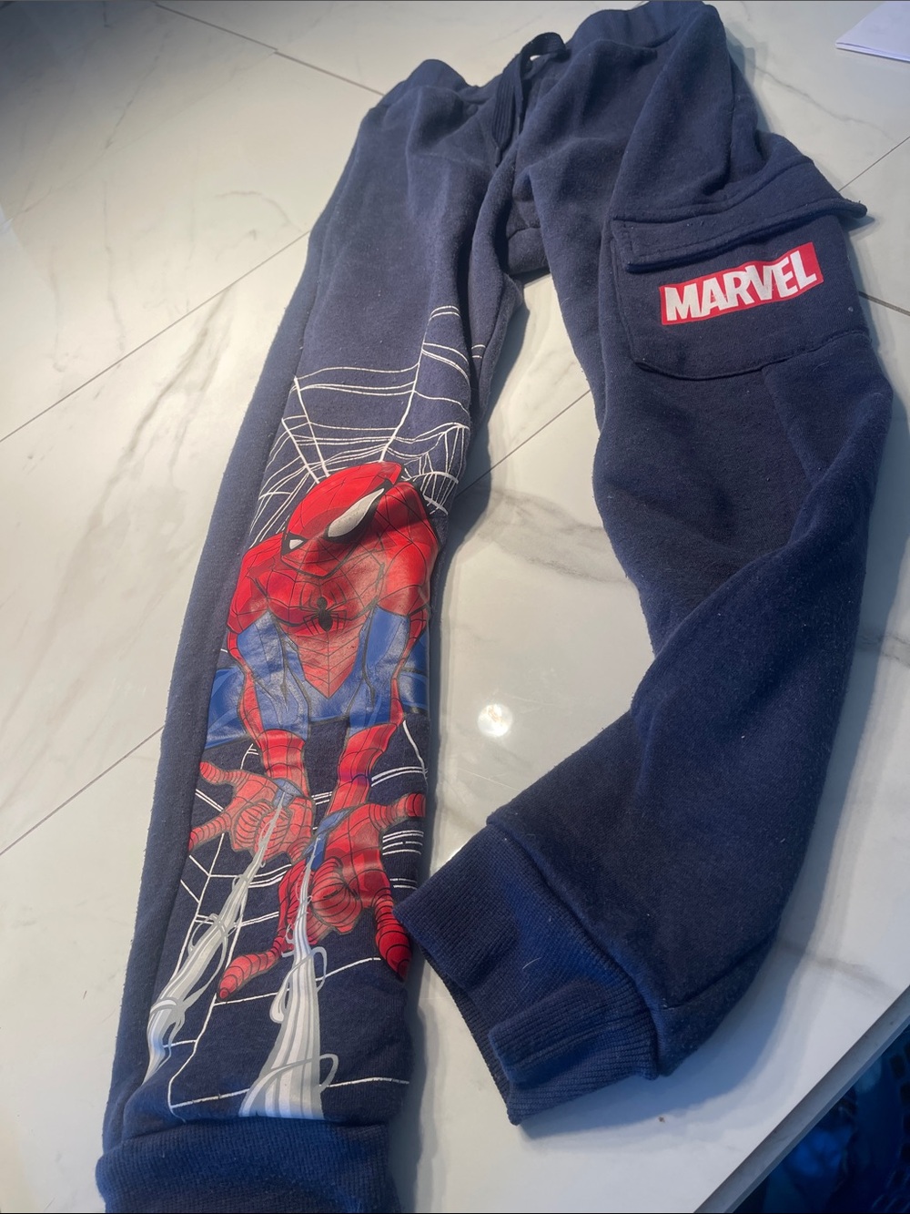 Marvel Navy Joggers with Red Spider-Man Graphic